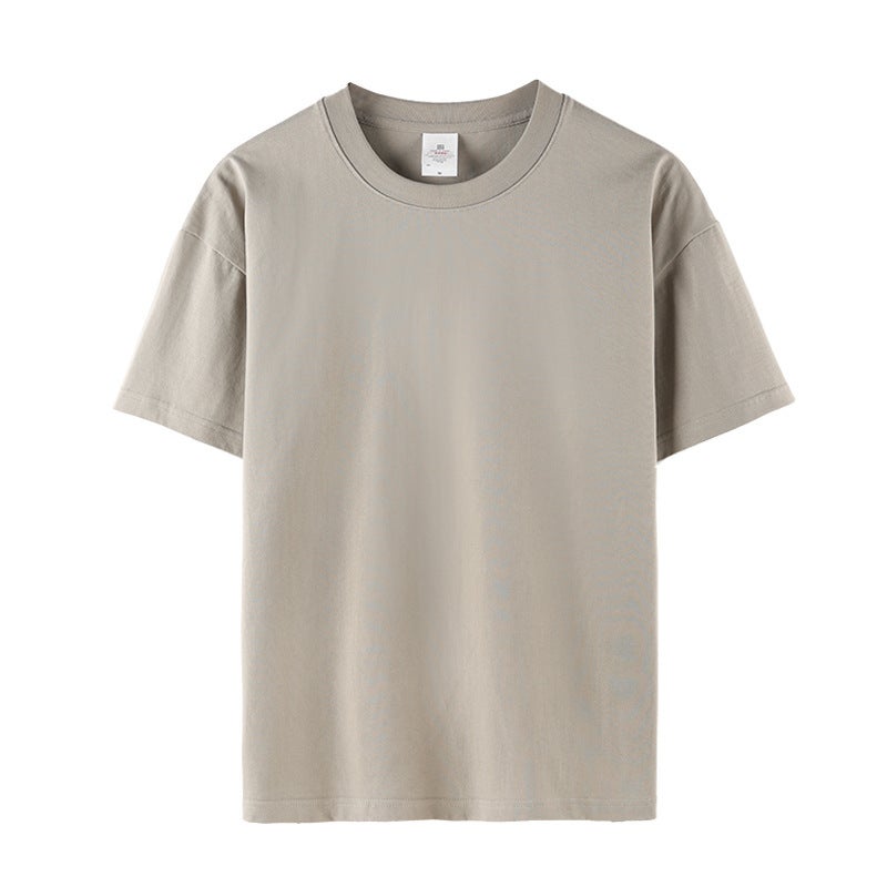 220G Men'S Short-Sleeved T-Shirt Summer Pure Color Loose Round Neck Men'S And Women'S Cultural Shirt Advertising Shirt Moisture-Absorbent And Breathable - Image 1