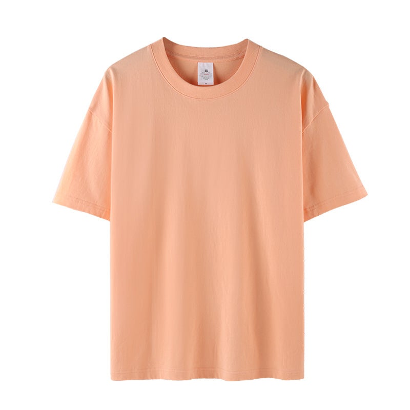 220G Men'S Short-Sleeved T-Shirt Summer Pure Color Loose Round Neck Men'S And Women'S Cultural Shirt Advertising Shirt Moisture-Absorbent And Breathable - Image 5