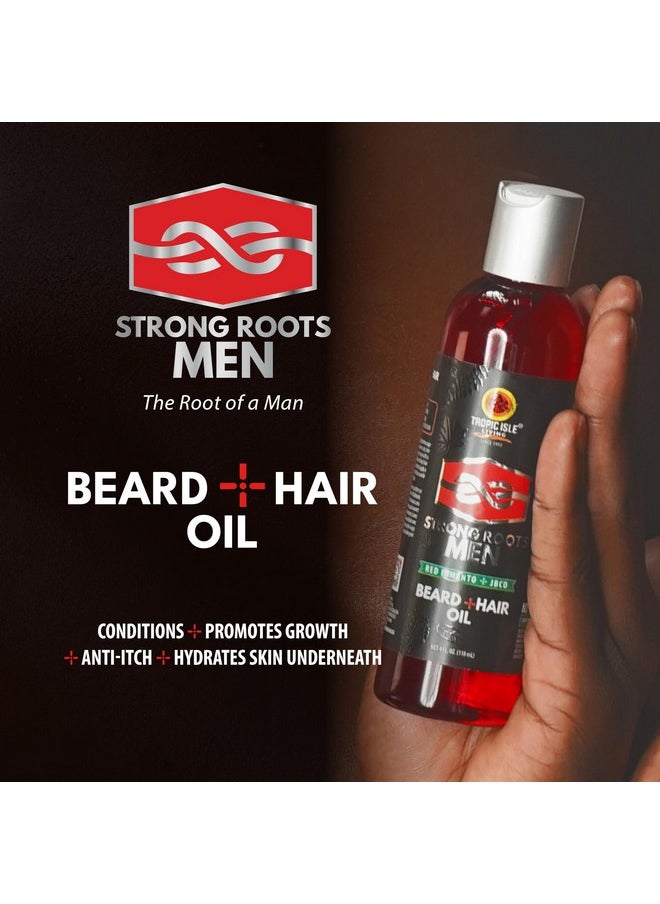 Tropic Isle Living - Strong Roots Men Beard + Hair Oil For Grooming Moisturizing Conditioner Softens And Promotes Beard Growth Itch Relief Natural Jamaican Black Castor Oil Infused With Red Pimento - Image 1