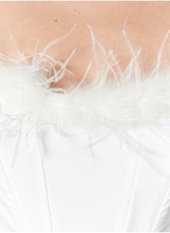 trendyol Bridal White Crop Lined Woven Bustier TPRSS22BS00018  - Image 5