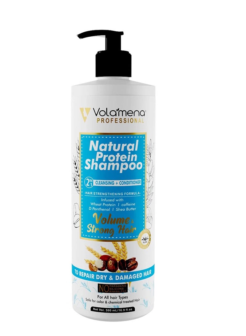 VOLAMENA WITH DEVICE Natural Protein Hair Shampoo with Wheat protein Shea Butter 500ml - Image 1