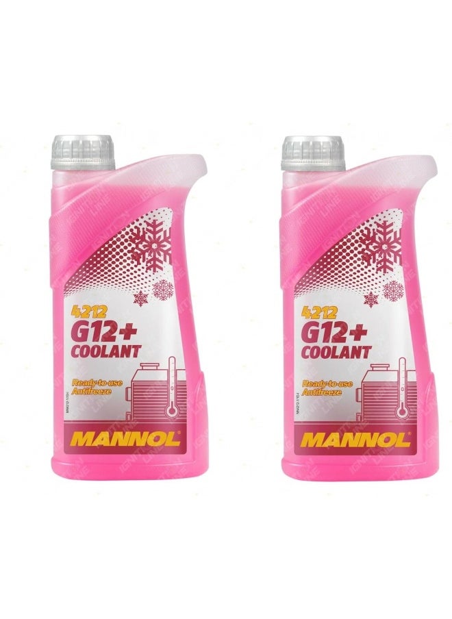 MANNOL MANNOL 1L Coolant Antifreeze G12+ RED Ready Mixed -30°C / +125 German Hi Spec (2pcs)  - Image 1