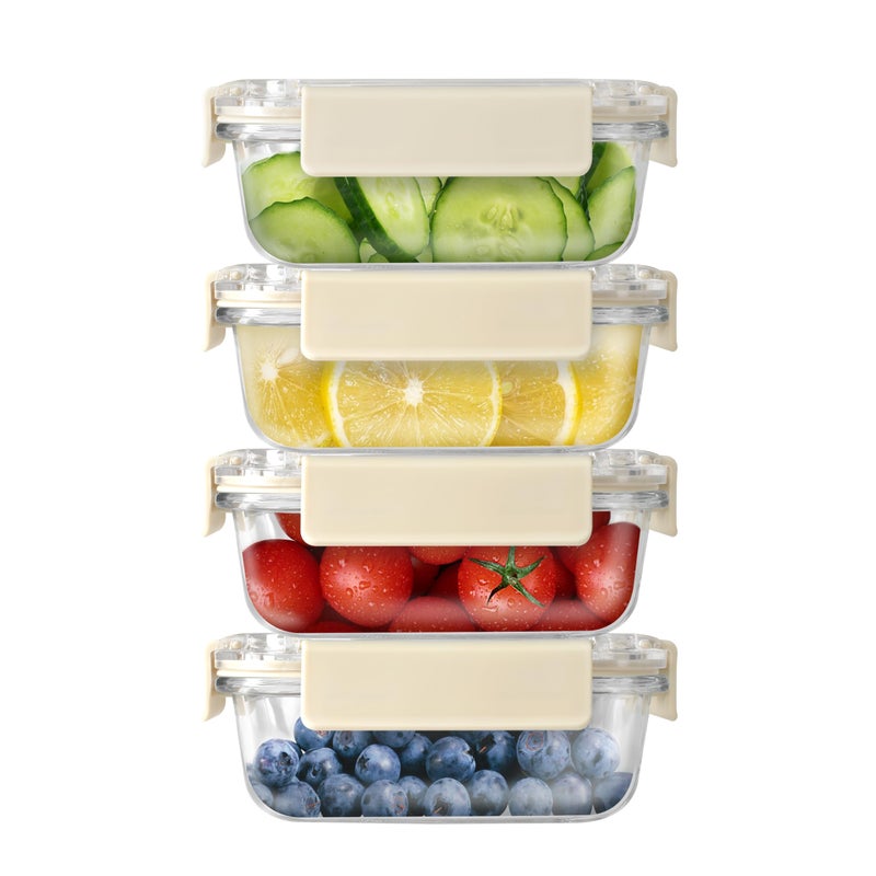 YSSOA Food Meal Prep Containers with Exclusive Glass Lids, Glass Storage Containers with Lids, BPA-Free, Glass Lunch Boxes for Lunch, Pantry Organizers and Storage, Freezer to Oven Safe, Leak Proof - Image 1