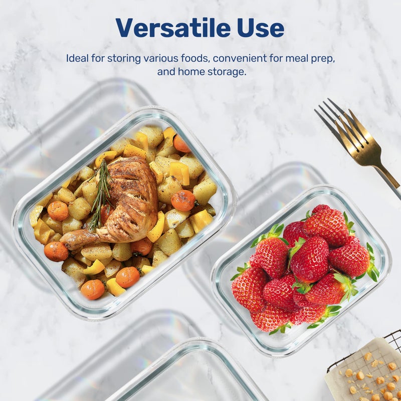 YSSOA Food Meal Prep Containers with Exclusive Glass Lids, Glass Storage Containers with Lids, BPA-Free, Glass Lunch Boxes for Lunch, Pantry Organizers and Storage, Freezer to Oven Safe, Leak Proof - Image 5