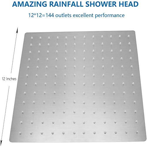 HarJue High Pressure Large Stainless Steel Square Rain ShowerHead With Shower Arm Waterfall Full Body Coverage Easy to Clean and Install (12 Inch With Arm, Brushed Nickel) - Image 3
