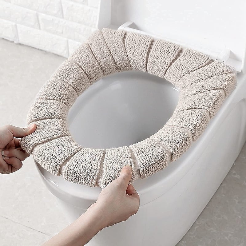 STARFLYER STARFLYER Washable Soft Warmer Toilet Seat Cover Stretchable Easy Installation Thicker Cloth Cushion Mat Lid Cover Pads Multicolor Pack of 1 - Image 4