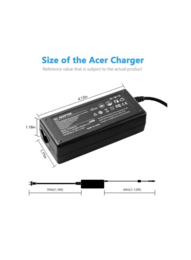 Terabyte 65W 19V/3.42A Acer Laptop Charger Yellow Connector and Black Power Cord Tips (5.5x1.7mm) - Image 3