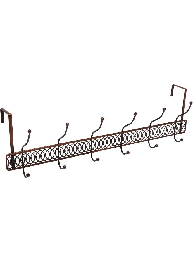شماعة باب | خطاف فوق الباب | حامل معطف وملابس متحرك مع 6 خطاف للتعليق | منظم باب من الالومنيوم شديد التحمل للمناشف والملابس والقبعات والشنط وخلف باب الحمام، بني، منايه او اكس - Image 2