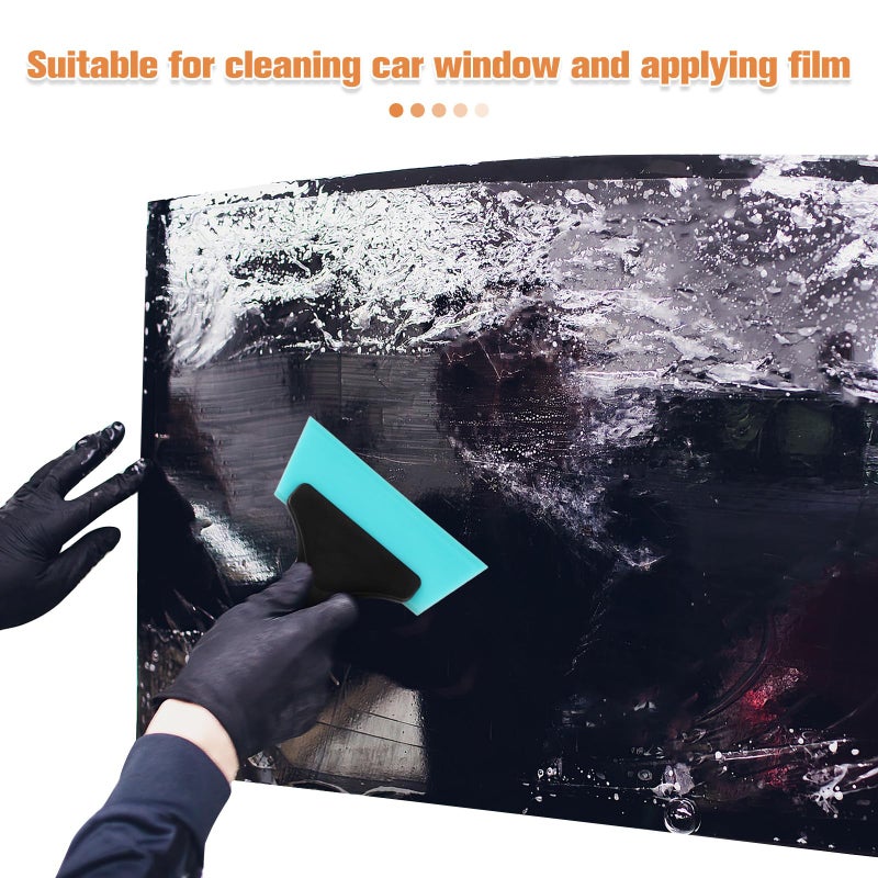 Small Car Window Squeegee with Soft Rubber Blade Anti Slip Handle Blue Windshield Water Scraper for Auto Glass Cleaning - Image 4
