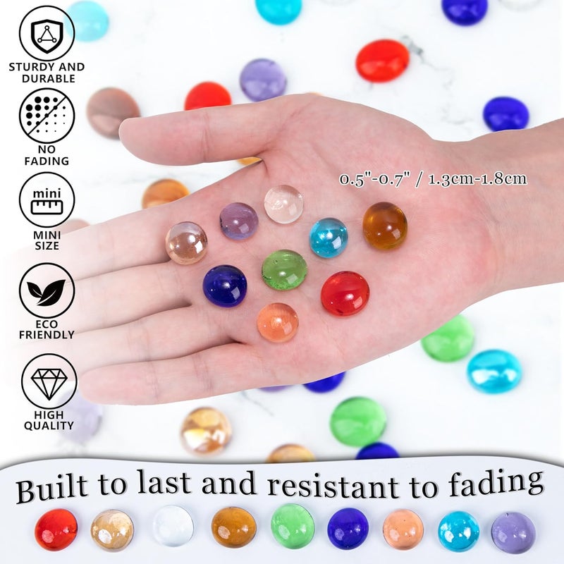 Meschett 1LB Mini Glass Beads, Mancala Stones in Mixed Colours, Marble Beads with Flat Base for Home, Decorative Arts, Crafts and Vase Filling (0.5~0.7 Inches) Approx. 170 Pieces - Image 5