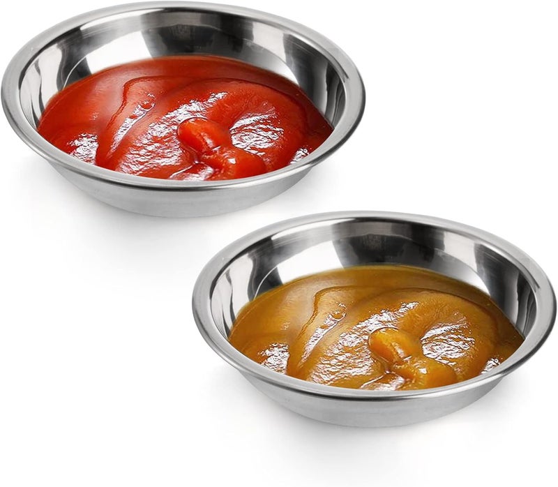 Fasmov 12 Pack 375 inches 188 Stainless Steel Sauce Bowl Round Seasoning Dishes Sushi Dipping Saucers Bowl Mini Appetizer Plates Saucers Dishes Sushi Dipping Bowel Silver - Image 4