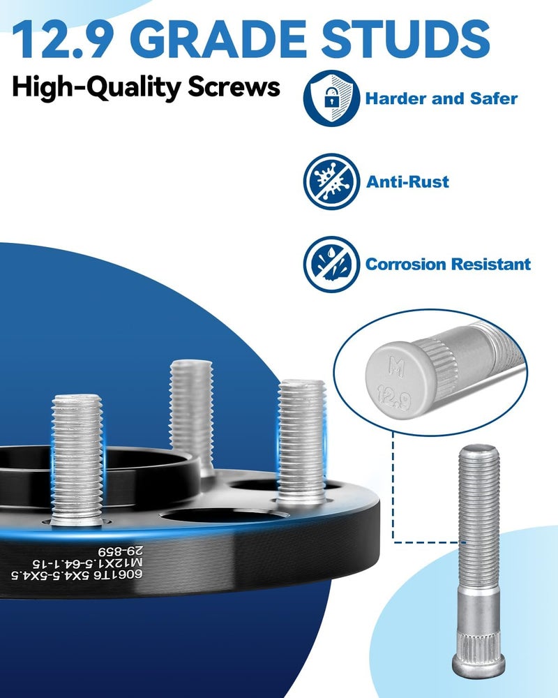 EZISOE 15mm 5x4.5 Hub Centric Wheel Spacers with 12x1.5 Studs, 5x114.3 Forged Wheel spacers for Accord Civic CRV RSX TLX CDX CSX ILX TSX 64.1mm - Image 5