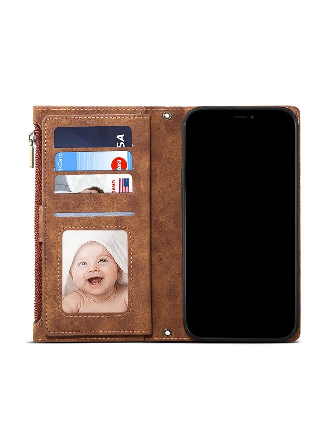 S-TOP Case For OnePlus Nord N200 5G Retro Frosted Horizontal Flip Leather Case with Holder & Card Slot & Wallet & Zipper Pocket & Lanyard - Image 4