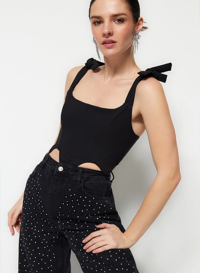 trendyol Black Crop Underwire Bustier
 TPRSS22BS0024  - Image 2