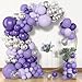 Amandir 153pcs Purple Balloon Garland Arch Kit Different Sizes 18 12 10 5 inch Lavender Latex Metallic Confetti Silver Balloons for Girls Women Wedding Birthday Baby Shower Party Decorations Supplies - Image 2