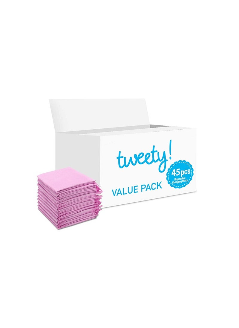 Tweety Disposable Changing Mats, 45 Counts, Soft Waterproof Mat, Portable Leak Proof Changing Mat, New Mom Leak-Proof Under pad, Mattress Table Protector Pad  - Image 1