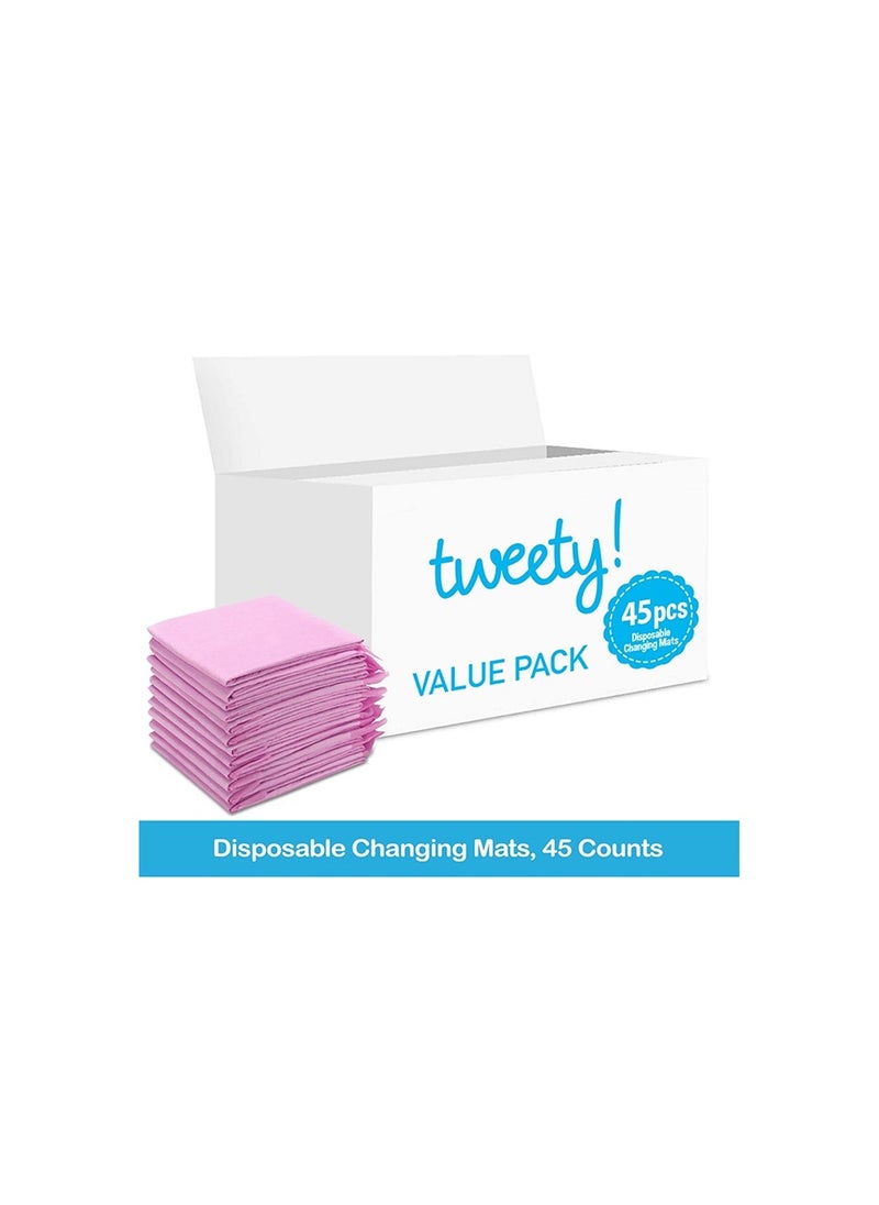 Tweety Disposable Changing Mats, 45 Counts, Soft Waterproof Mat, Portable Leak Proof Changing Mat, New Mom Leak-Proof Under pad, Mattress Table Protector Pad  - Image 2