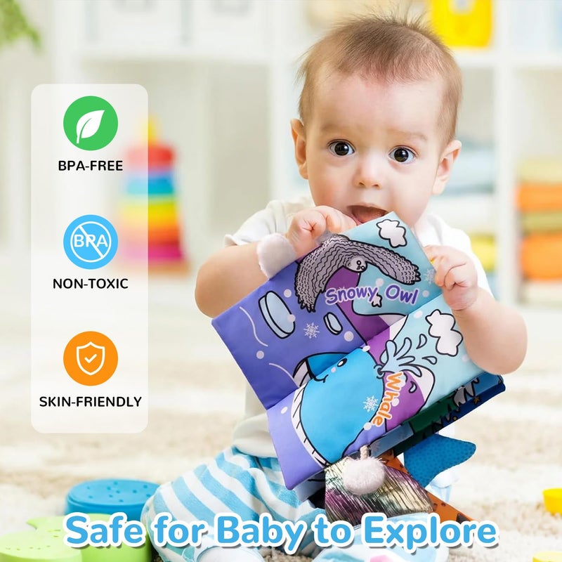HECCEI Baby Cloth Books Baby Toys 0-6 Months Soft Cloth Book with Tail Touch and Feel Crinkle Books Sensory Toys for Infant Tummy Time Activity for 3 Months+ (Farm Tails) - Image 5