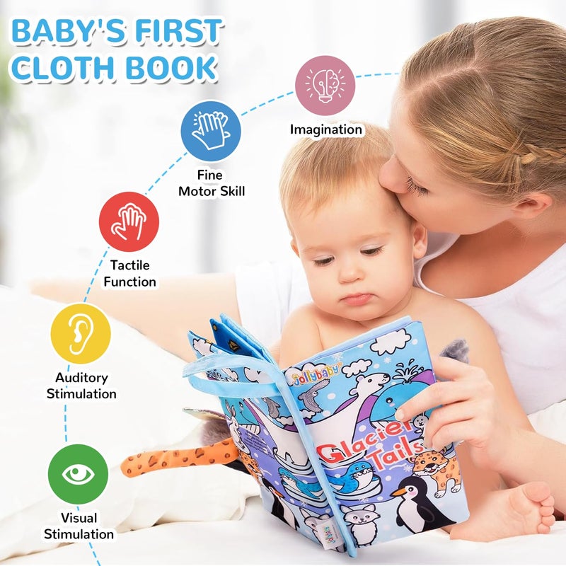 HECCEI Baby Cloth Books Baby Toys 0-6 Months Soft Cloth Book with Tail Touch and Feel Crinkle Books Sensory Toys for Infant Tummy Time Activity for 3 Months+ (Farm Tails) - Image 4