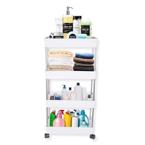 Leaffybezz 4 Layer Multipurpose Kitchen with Wheels, Space Saving Home Storage Organizer Rack Vegetable Rack Stand for Living Room, Bedroom, Office (White) - Image 4
