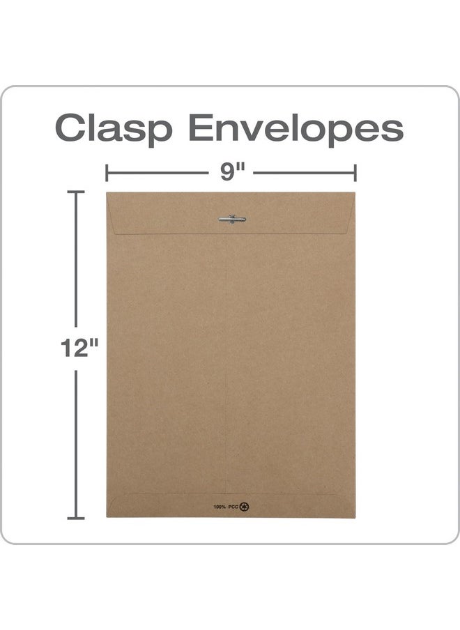 Quality Park 38711 100% Recycled Brown Kraft Clasp Envelope 9 X 12 Brown Kraft (Box Of 100)  - Image 2
