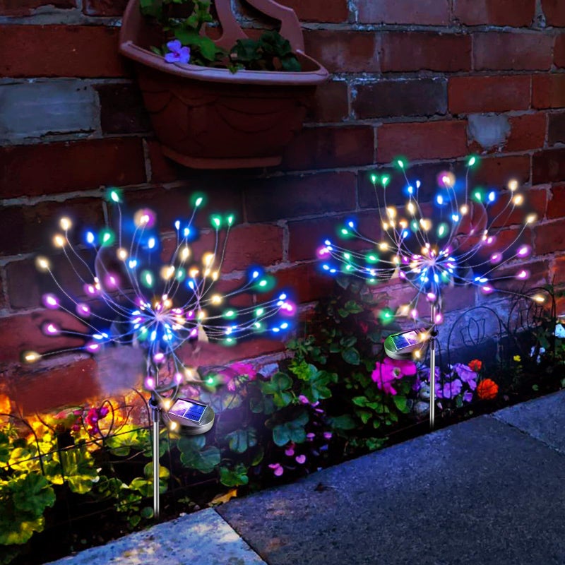 Anordsem Solar Garden Lights Outdoor Bendable Copper Wire with 120 LED Firework Beads Colorful Waterproof DIY Fairy Decorations for Yard Patio Path Gifts for Women Mom Homeowners