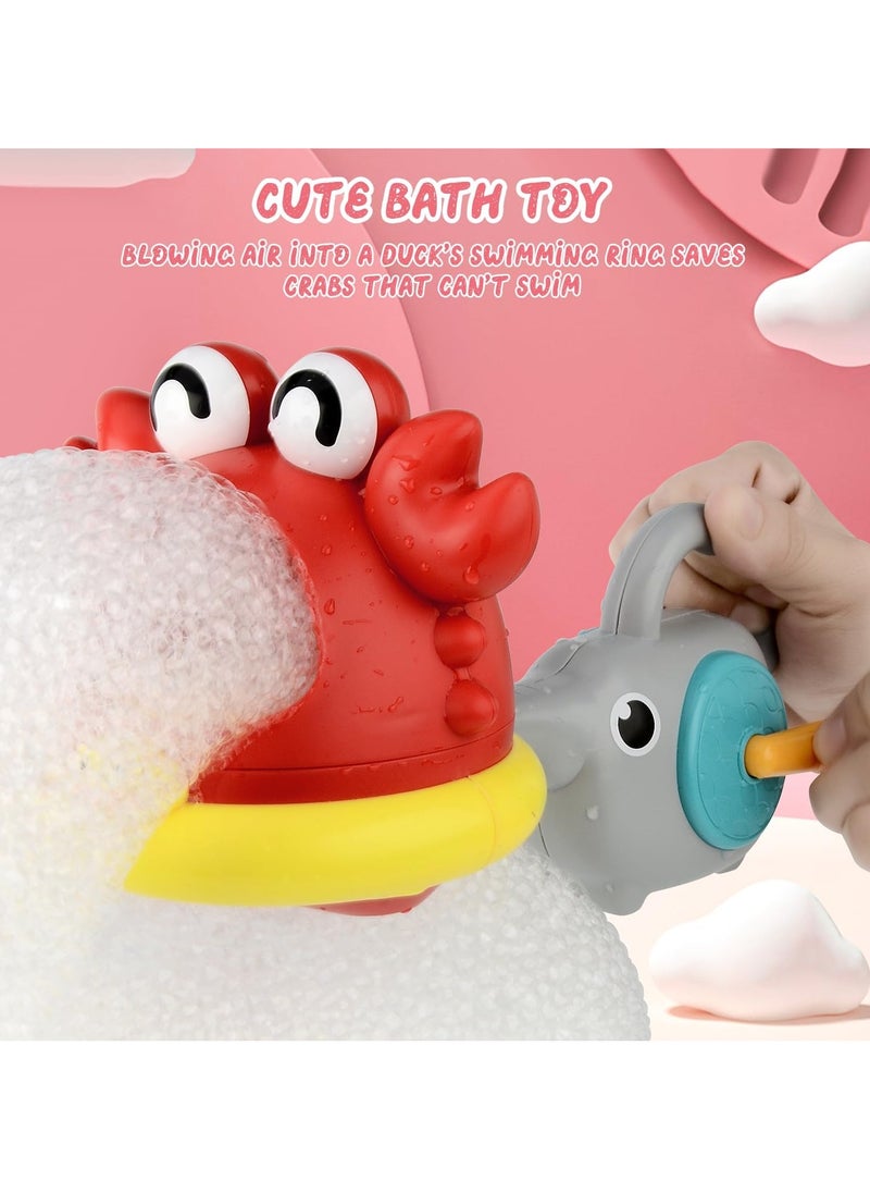 Generic - Shark Bubble Machine Baby Bath Toy with 2 Attachments, Bathroom Bath Toys Kids Outdoor Water Games, Bubble Machine (Crab + Baby Elephant) - Image 1