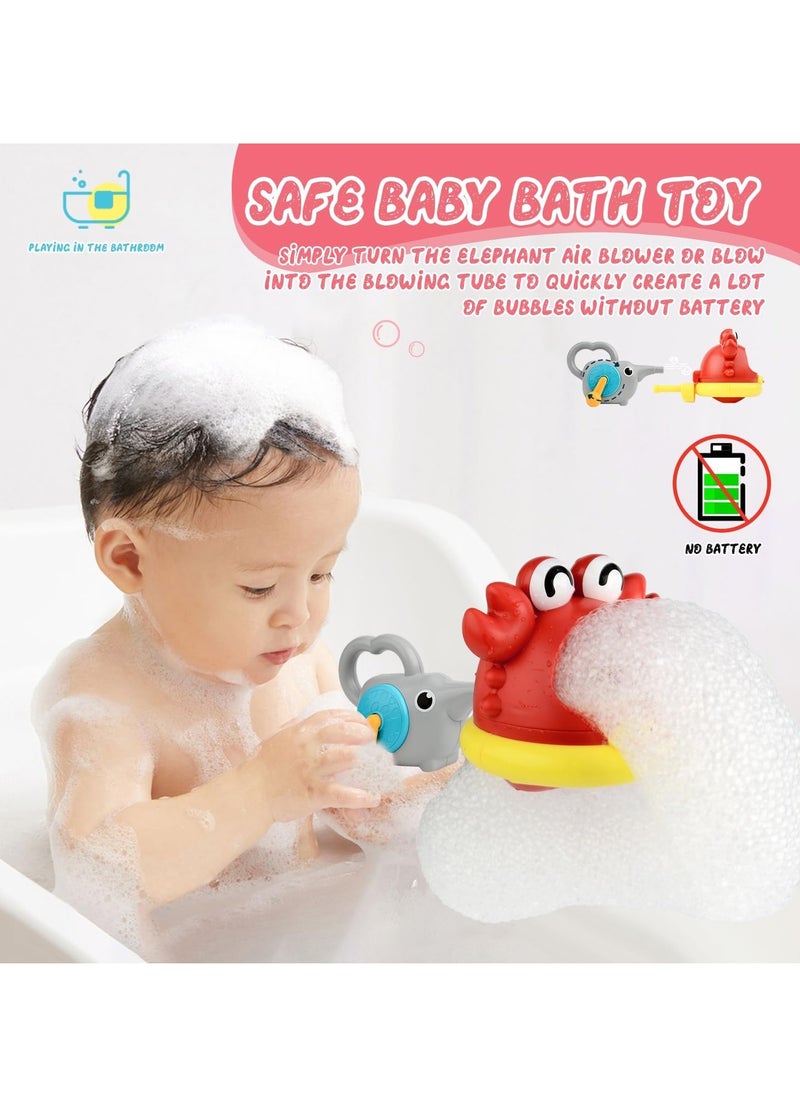Generic - Shark Bubble Machine Baby Bath Toy with 2 Attachments, Bathroom Bath Toys Kids Outdoor Water Games, Bubble Machine (Crab + Baby Elephant) - Image 1