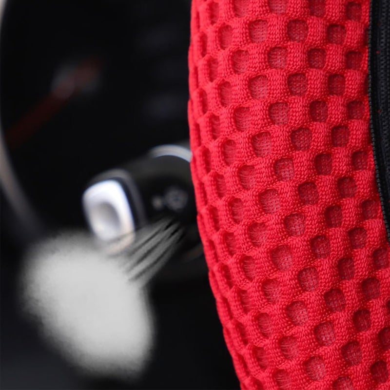 Bittwee 3PCS 15Inch Car Steering Wheel Cover Armrest Cover Gear Shift Cover Set, Microfiber Breathable Anti-Slip Automotive Steering Wheel Protector, Vehicle Interior Decor, Universal Fit（Red） - Image 4