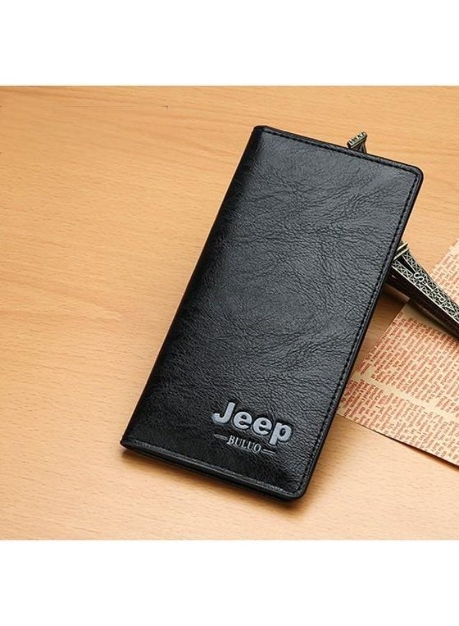 Jeep Buluo JEEP Men’s RFID Blocking Long Wallet – Multi-Card Slot Anti-Theft Wallet with Driver’s License Holder, Cotton Blend Fabric, Lightweight Casual Clutch for Men - Image 1