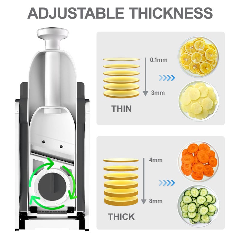 ONCE FOR ALL Safe Mandoline Slicer For Kitchen, Professional Vegetable Slicer For Food Potato Slices, Thickness Adjustable 0.1-8 mm Kitchen Artifact Fast Meal Prep - Image 3
