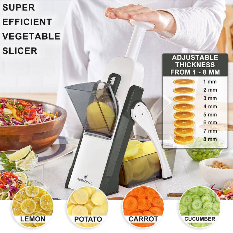 ONCE FOR ALL Safe Mandoline Slicer For Kitchen, Professional Vegetable Slicer For Food Potato Slices, Thickness Adjustable 0.1-8 mm Kitchen Artifact Fast Meal Prep - Image 2