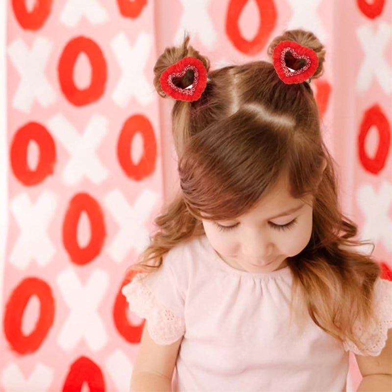 PABOBIT 6PCS Valentines Heart Hair Clips Red Pink Bow Clips with Alligator Clips Girls Hair Accessories for Kids Teens Gifts - Image 3
