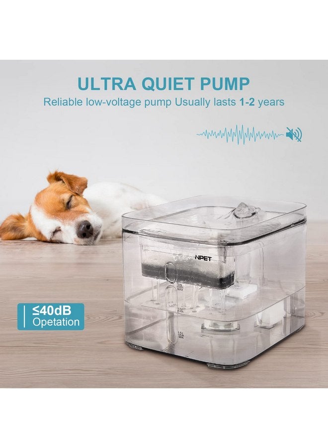 NPET Cat Water Fountain, 3L Automatic Pet Drinking Fountain Dog Water Dispenser with Quadruple-Action Filter (WF020 Transparent) - Image 3