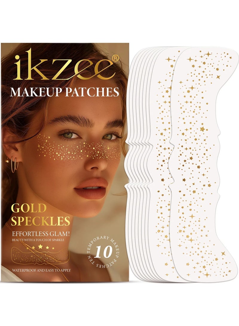 IKZEE 10Pcs Makeup Patches Gold Glitter Freckles for Face Glow Up Makeup Patches Face Glitter Speckles Patches Cute Glitter Makeup Accessories for Women Face Glitter Makeup Speckles 02 - Image 1