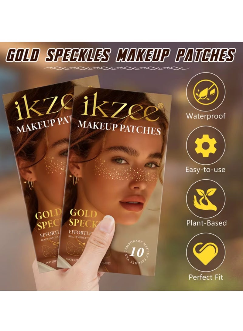 IKZEE 10Pcs Makeup Patches Gold Glitter Freckles for Face Glow Up Makeup Patches Face Glitter Speckles Patches Cute Glitter Makeup Accessories for Women Face Glitter Makeup Speckles 02 - Image 2