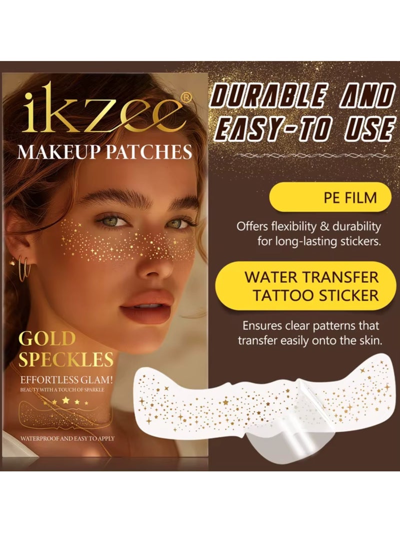 IKZEE 10Pcs Makeup Patches Gold Glitter Freckles for Face Glow Up Makeup Patches Face Glitter Speckles Patches Cute Glitter Makeup Accessories for Women Face Glitter Makeup Speckles 02 - Image 3