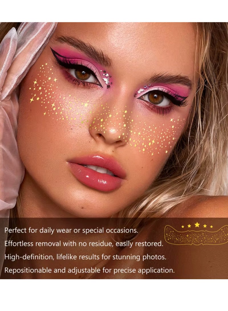 IKZEE 10Pcs Makeup Patches Gold Glitter Freckles for Face Glow Up Makeup Patches Face Glitter Speckles Patches Cute Glitter Makeup Accessories for Women Face Glitter Makeup Speckles 02 - Image 5