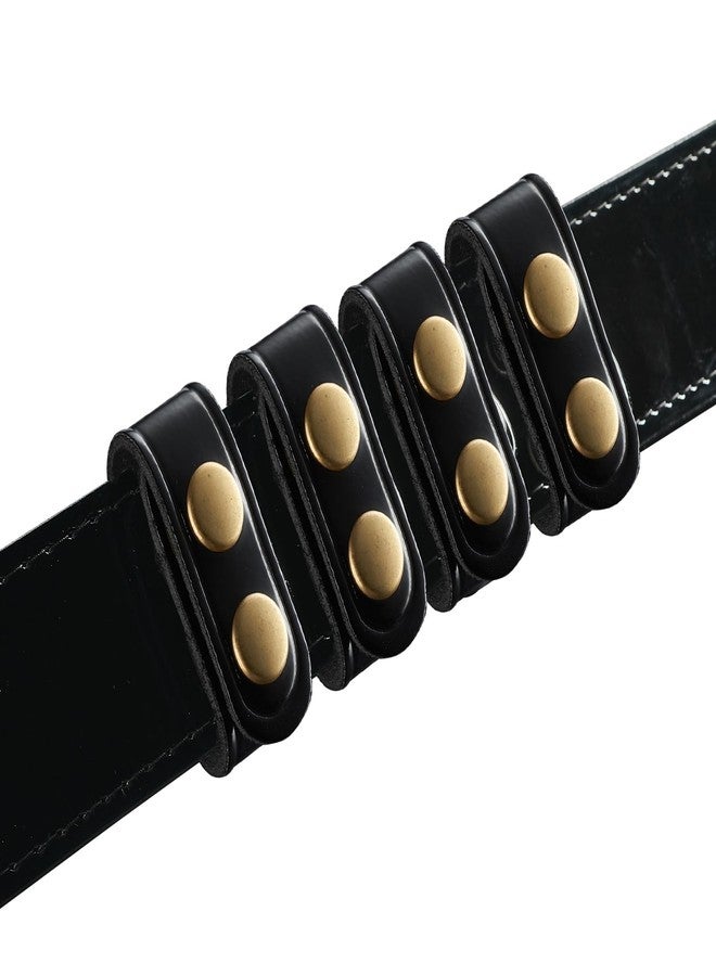 Perfect Fit Shield Wallets 1 Inch Duty Belt Keeper with Brass Snaps for 2 1/4 inch Wide Belts (Pack of 4) Black High Gloss Leather Leather with Brass Double snap - Image 2