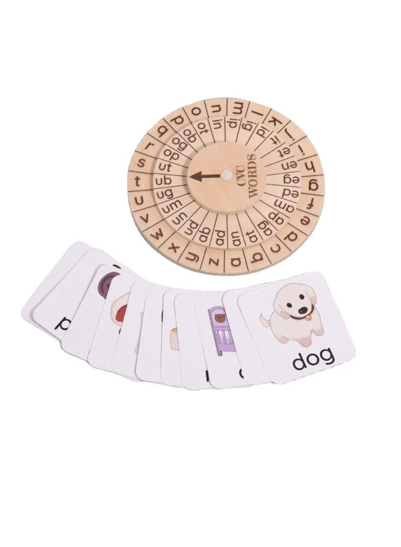 Generic Phonics Flash Cards Montessori Clock – Wooden CVC Words ...