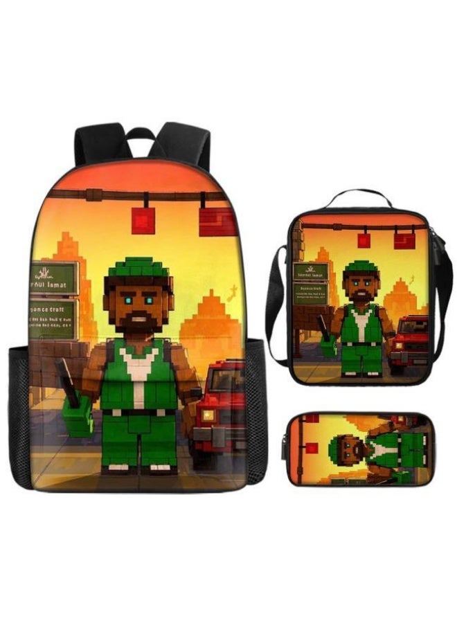 The latest universal cartoon new three-piece schoolbag (for students, teenagers, children) - 641  - Image 1
