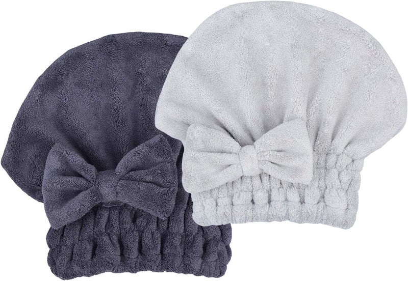 MAYOUTH Microfiber Hair Drying Towels Head wrap with Bow-Knot Shower Cap Hair Turban hairWrap Bath Cap for Curly Long & Wet Hair Gift for Women - Image 1