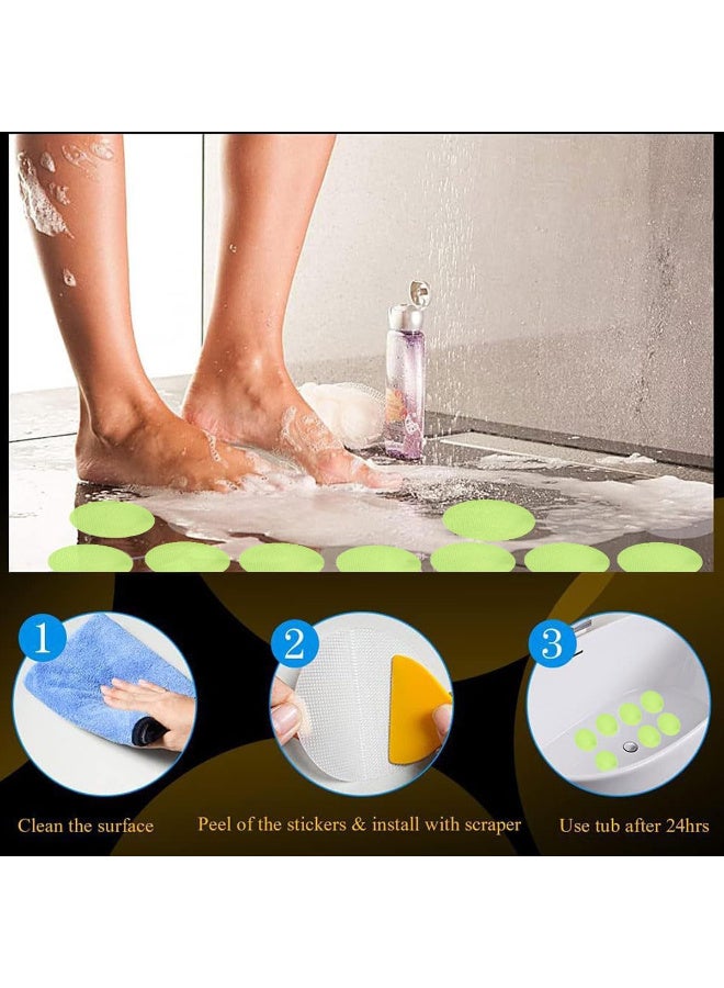 ECVV 48PCS Non-Slip Bathtub Stickers - Safety Adhesive Decals with 2 Silicone Scrapers for Bath Tubs, Showers, Stairs & Ladders (Luminous Style) - Image 3