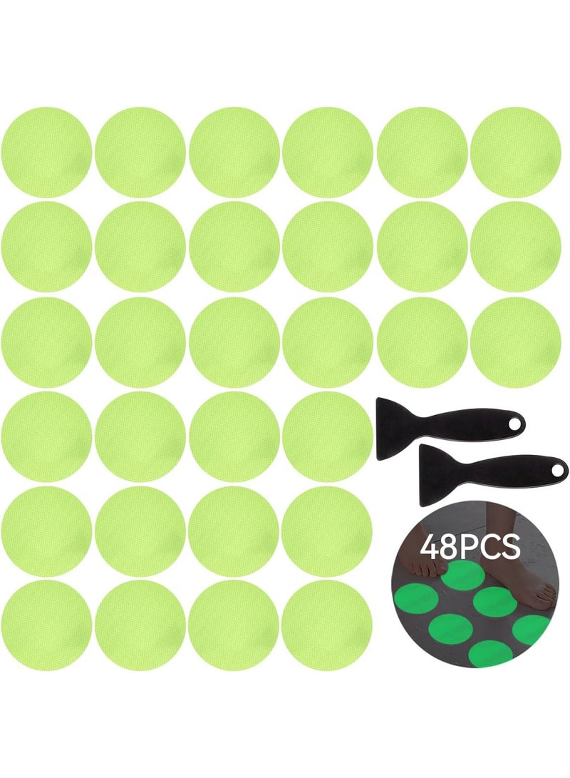 ECVV 48PCS Non-Slip Bathtub Stickers - Safety Adhesive Decals with 2 Silicone Scrapers for Bath Tubs, Showers, Stairs & Ladders (Luminous Style) - Image 1