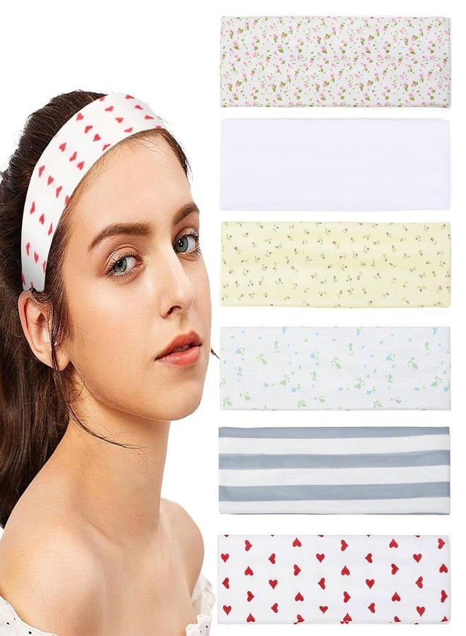 ماي كرييت مجموعة MAYCREATE® من 6 ربطات شعر نسائية، ربطات شعر مخططة مزينة بالزهور، ربطات شعر ناعمة مطاطية بنقشة الكرز، ربطة شعر للنساء والفتيات المراهقات، مناسبة للإطلالات اليومية والتجمعات واليوغا والعناية بالبشرة - Image 1