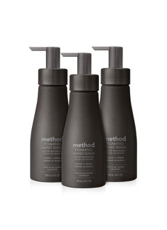 Method Method Premium Foaming Hand Wash Vetiver  Amber Reusable Black Aluminum Bottle Biodegradable Formula 10 fl oz Pack of 3 