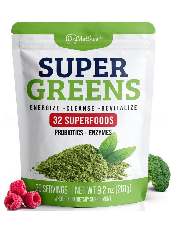 Green Juice Powder. Supergreens Superfood Powder. Detox Greens for Bloating and Digestion. Veggie Powder with Probiotics & Enzymes. Chlorella, Spirulina, Wheat Grass, Ashwagandha. 32 Superfoods