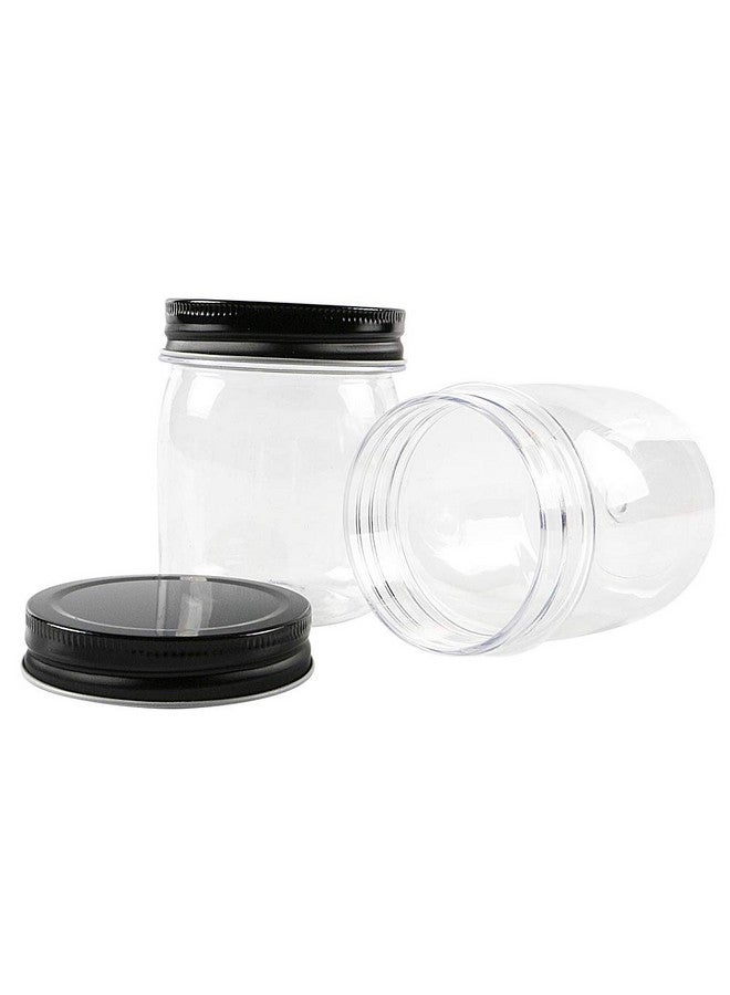 Novelinks 8 Ounce Clear Plastic Jars with Black Lids - Refillable Round Containers for Kitchen & Household Storage - BPA Free (32 Pack) - Image 2
