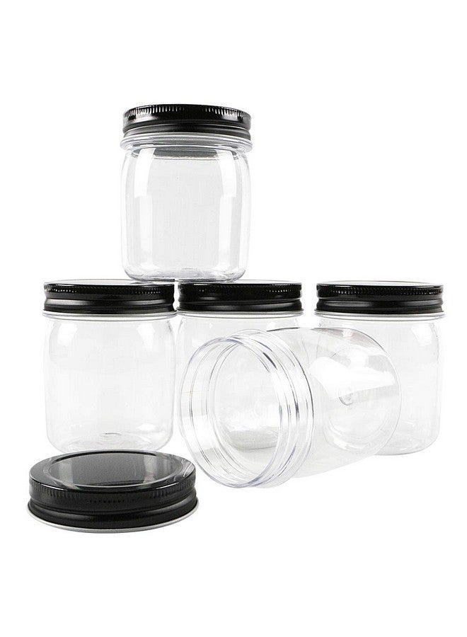 Novelinks 8 Ounce Clear Plastic Jars with Black Lids - Refillable Round Containers for Kitchen & Household Storage - BPA Free (32 Pack) - Image 4
