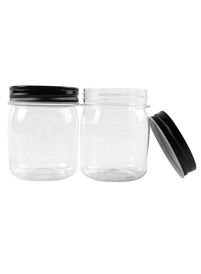 Novelinks 8 Ounce Clear Plastic Jars with Black Lids - Refillable Round Containers for Kitchen & Household Storage - BPA Free (32 Pack) - Image 3